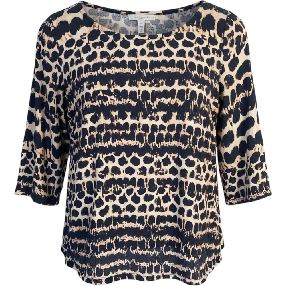 Maeve Silk Animal Print Blouse‎ Womens XS Leopard Boho Chic Office Luxury